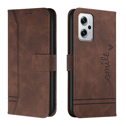 Custodia Portafoglio In Pelle Cover con Supporto H01X per Xiaomi Redmi Note 12T Pro 5G Marrone