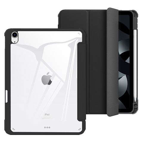 Custodia Portafoglio In Pelle Cover con Supporto H02 per Apple iPad Air 5 10.9 (2022) Nero