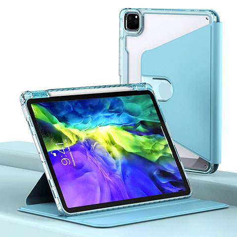 Custodia Portafoglio In Pelle Cover con Supporto H02 per Apple iPad Pro 11 (2022) Blu