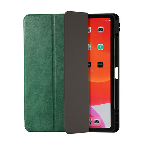 Custodia Portafoglio In Pelle Cover con Supporto H02 per Apple iPad Pro 12.9 (2021) Verde