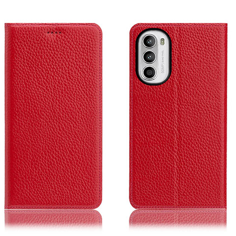 Custodia Portafoglio In Pelle Cover con Supporto H02P per Motorola Moto Edge (2022) 5G Rosso