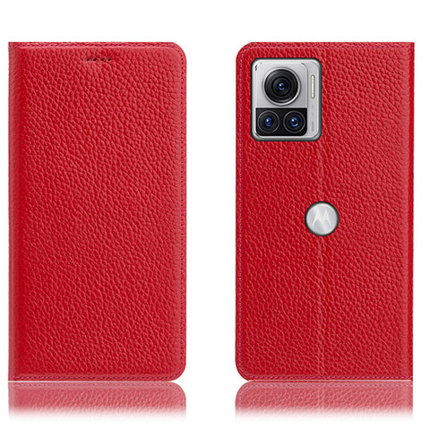 Custodia Portafoglio In Pelle Cover con Supporto H02P per Motorola Moto Edge 30 Ultra 5G Rosso