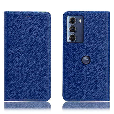 Custodia Portafoglio In Pelle Cover con Supporto H02P per Motorola Moto G200 5G Blu