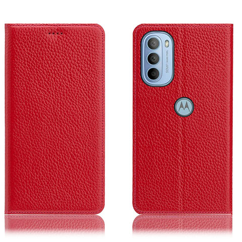 Custodia Portafoglio In Pelle Cover con Supporto H02P per Motorola Moto G31 Rosso