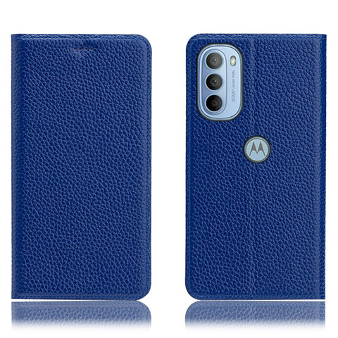 Custodia Portafoglio In Pelle Cover con Supporto H02P per Motorola Moto G41 Blu