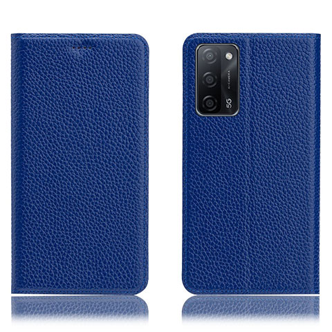 Custodia Portafoglio In Pelle Cover con Supporto H02P per Oppo A53s 5G Blu