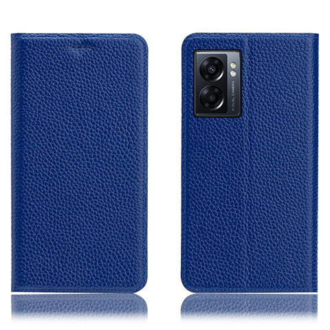 Custodia Portafoglio In Pelle Cover con Supporto H02P per Oppo A57 5G Blu