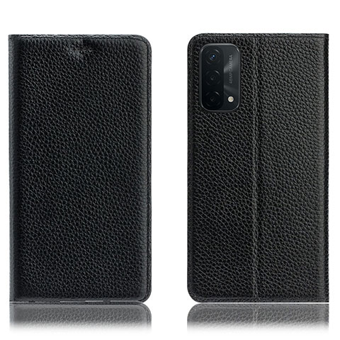 Custodia Portafoglio In Pelle Cover con Supporto H02P per Oppo A74 5G Nero