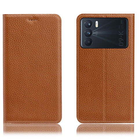 Custodia Portafoglio In Pelle Cover con Supporto H02P per Oppo K9 Pro 5G Marrone Chiaro