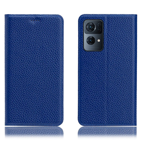 Custodia Portafoglio In Pelle Cover con Supporto H02P per Oppo Reno7 Pro 5G Blu