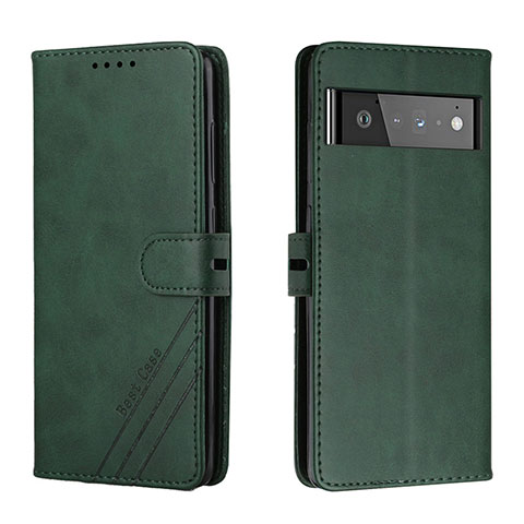 Custodia Portafoglio In Pelle Cover con Supporto H02X per Google Pixel 6 Pro 5G Verde