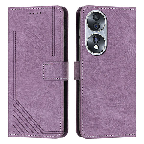 Custodia Portafoglio In Pelle Cover con Supporto H02X per Huawei Honor 70 5G Viola