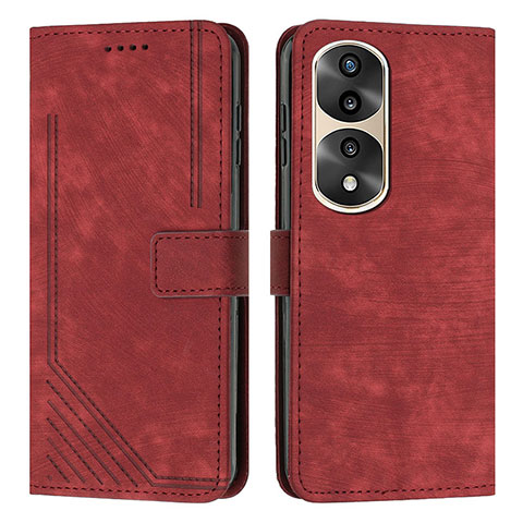 Custodia Portafoglio In Pelle Cover con Supporto H02X per Huawei Honor 70 Pro 5G Rosso