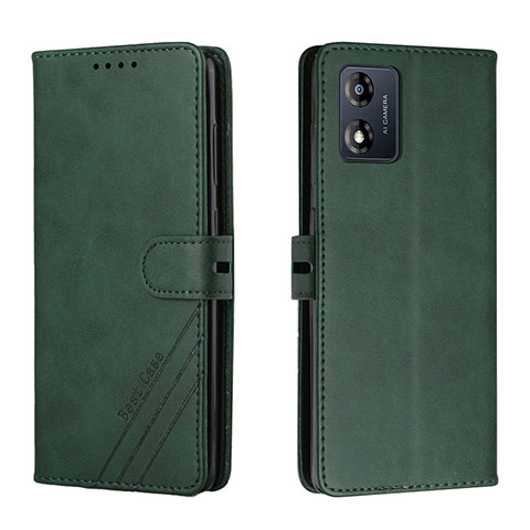 Custodia Portafoglio In Pelle Cover con Supporto H02X per Motorola Moto E13 Verde