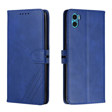 Custodia Portafoglio In Pelle Cover con Supporto H02X per Motorola Moto E22S Blu