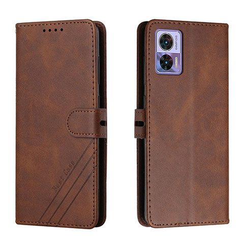 Custodia Portafoglio In Pelle Cover con Supporto H02X per Motorola Moto Edge 30 Lite 5G Marrone