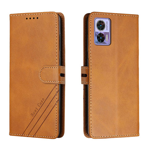 Custodia Portafoglio In Pelle Cover con Supporto H02X per Motorola Moto Edge 30 Lite 5G Marrone Chiaro