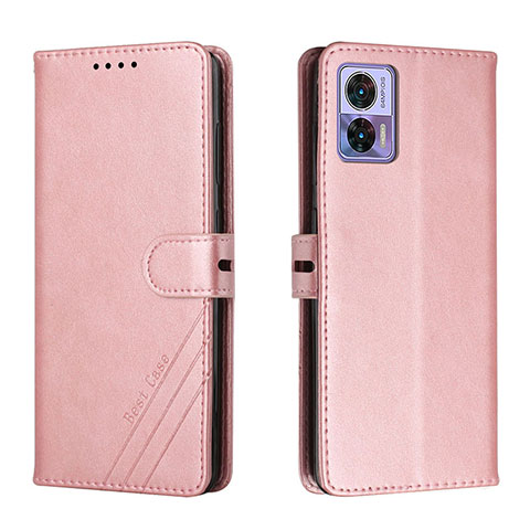 Custodia Portafoglio In Pelle Cover con Supporto H02X per Motorola Moto Edge 30 Neo 5G Oro Rosa