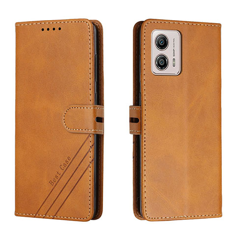 Custodia Portafoglio In Pelle Cover con Supporto H02X per Motorola Moto G53 5G Marrone Chiaro