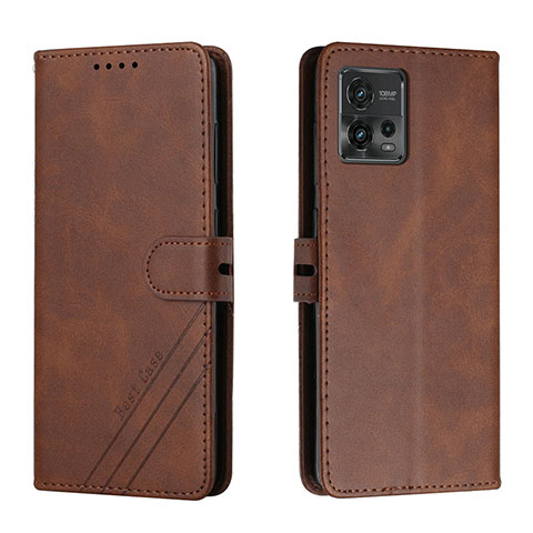 Custodia Portafoglio In Pelle Cover con Supporto H02X per Motorola Moto G72 Marrone