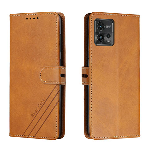 Custodia Portafoglio In Pelle Cover con Supporto H02X per Motorola Moto G72 Marrone Chiaro