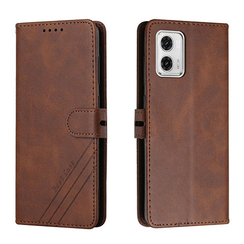 Custodia Portafoglio In Pelle Cover con Supporto H02X per Motorola Moto G73 5G Marrone