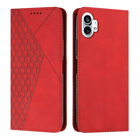 Custodia Portafoglio In Pelle Cover con Supporto H02X per Nothing Phone 1 Rosso