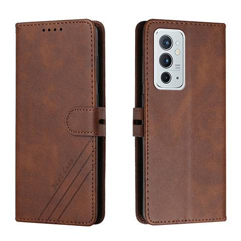 Custodia Portafoglio In Pelle Cover con Supporto H02X per OnePlus 9RT 5G Marrone