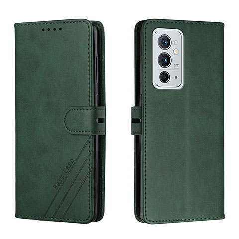 Custodia Portafoglio In Pelle Cover con Supporto H02X per OnePlus 9RT 5G Verde