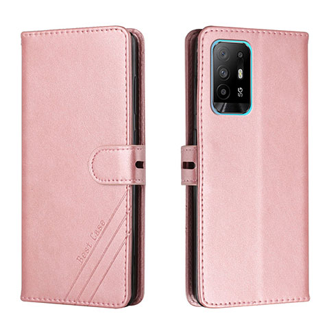 Custodia Portafoglio In Pelle Cover con Supporto H02X per Oppo A94 5G Oro Rosa