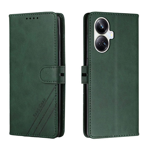 Custodia Portafoglio In Pelle Cover con Supporto H02X per Realme 10 Pro+ Plus 5G Verde