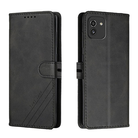 Custodia Portafoglio In Pelle Cover con Supporto H02X per Samsung Galaxy A03 Nero