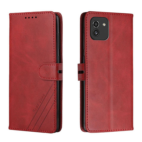 Custodia Portafoglio In Pelle Cover con Supporto H02X per Samsung Galaxy A03 Rosso