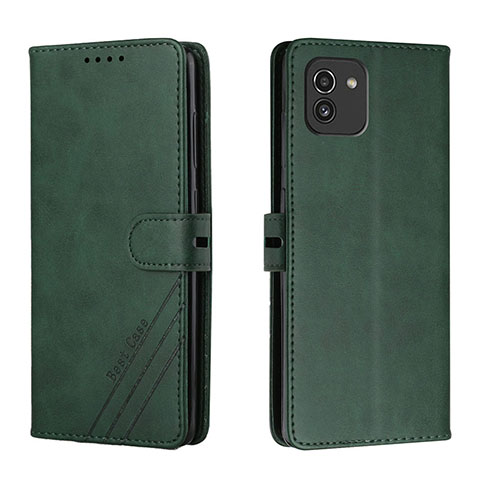 Custodia Portafoglio In Pelle Cover con Supporto H02X per Samsung Galaxy A03 Verde