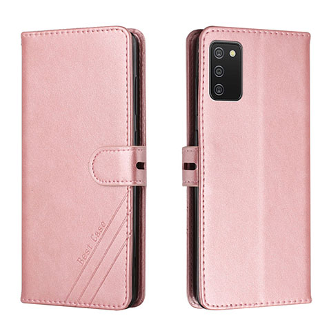 Custodia Portafoglio In Pelle Cover con Supporto H02X per Samsung Galaxy A03s Oro Rosa