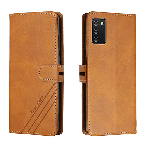 Custodia Portafoglio In Pelle Cover con Supporto H02X per Samsung Galaxy M02s Marrone Chiaro