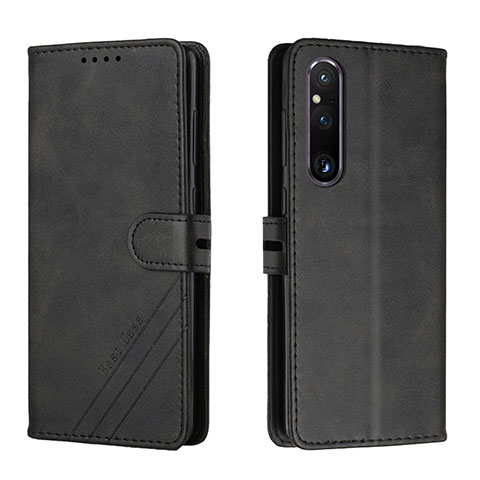 Custodia Portafoglio In Pelle Cover con Supporto H02X per Sony Xperia 1 V Nero