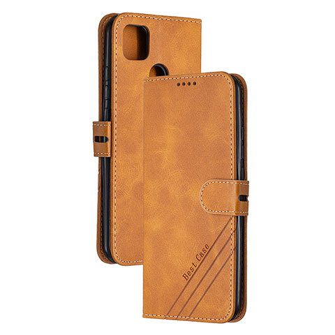 Custodia Portafoglio In Pelle Cover con Supporto H02X per Xiaomi POCO C3 Marrone Chiaro