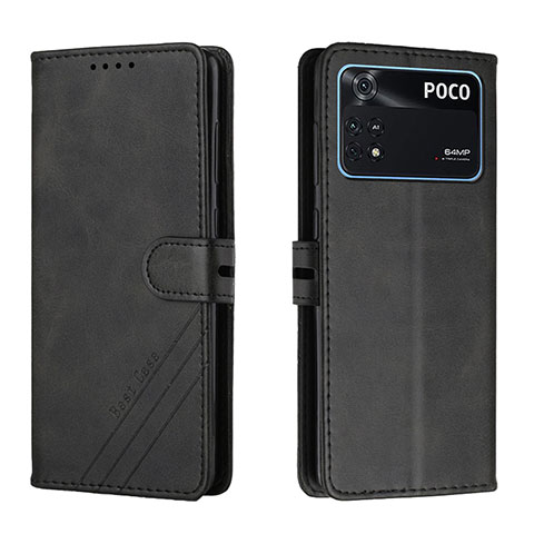 Custodia Portafoglio In Pelle Cover con Supporto H02X per Xiaomi Poco M4 Pro 4G Nero