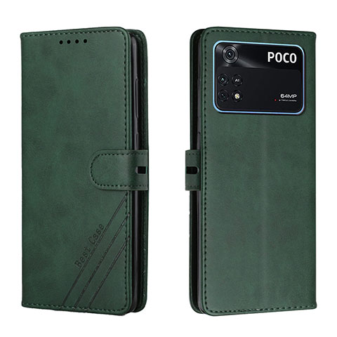 Custodia Portafoglio In Pelle Cover con Supporto H02X per Xiaomi Poco M4 Pro 4G Verde