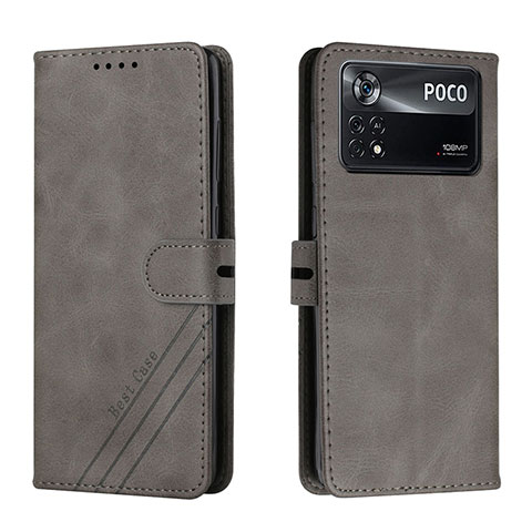 Custodia Portafoglio In Pelle Cover con Supporto H02X per Xiaomi Poco X4 Pro 5G Grigio