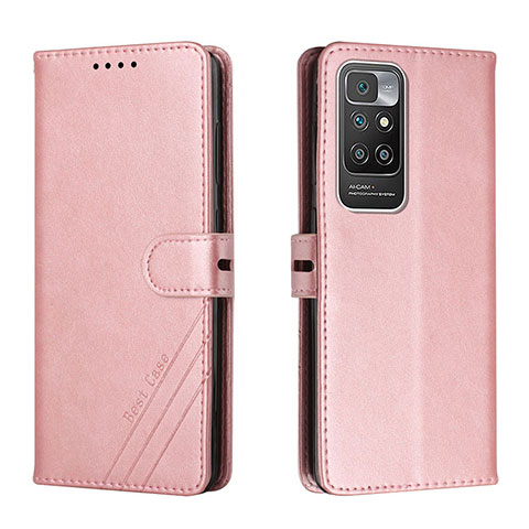 Custodia Portafoglio In Pelle Cover con Supporto H02X per Xiaomi Redmi 10 (2022) Oro Rosa