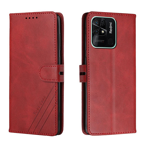 Custodia Portafoglio In Pelle Cover con Supporto H02X per Xiaomi Redmi 10 India Rosso