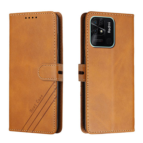 Custodia Portafoglio In Pelle Cover con Supporto H02X per Xiaomi Redmi 10 Power Marrone Chiaro