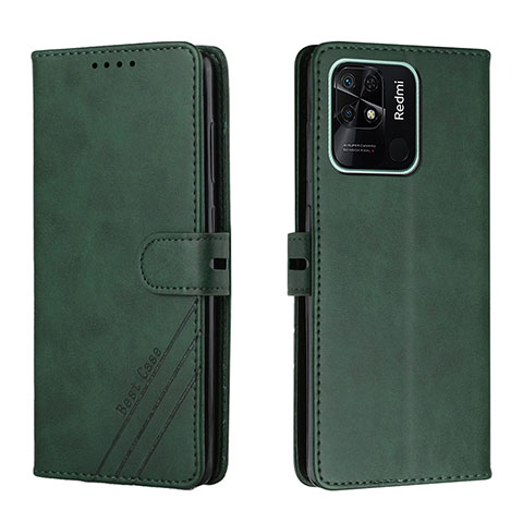 Custodia Portafoglio In Pelle Cover con Supporto H02X per Xiaomi Redmi 10 Power Verde