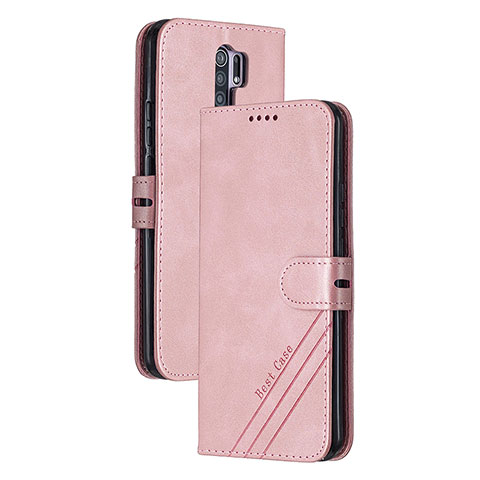 Custodia Portafoglio In Pelle Cover con Supporto H02X per Xiaomi Redmi 9 Prime India Oro Rosa