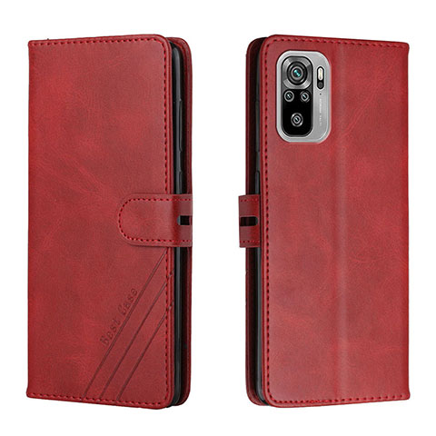 Custodia Portafoglio In Pelle Cover con Supporto H02X per Xiaomi Redmi Note 10 4G Rosso