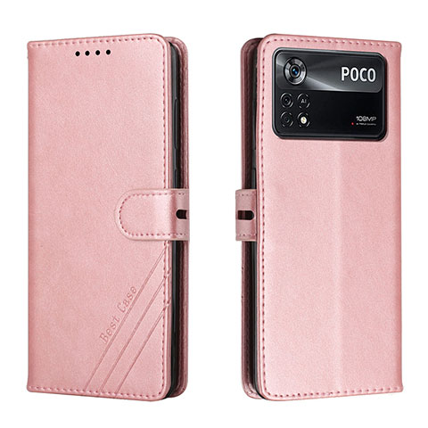 Custodia Portafoglio In Pelle Cover con Supporto H02X per Xiaomi Redmi Note 11E Pro 5G Oro Rosa