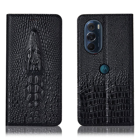 Custodia Portafoglio In Pelle Cover con Supporto H03P per Motorola Moto Edge 30 Pro 5G Nero