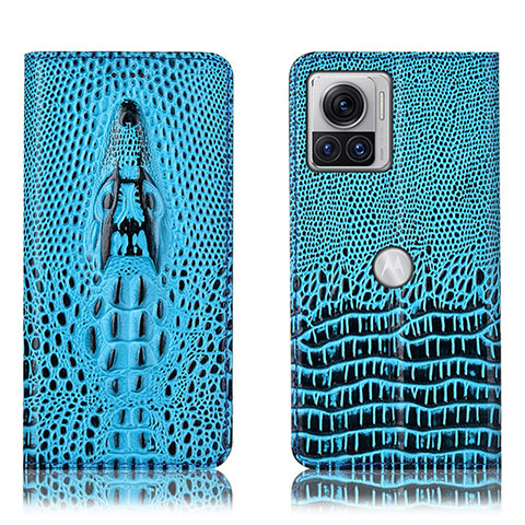 Custodia Portafoglio In Pelle Cover con Supporto H03P per Motorola Moto Edge 30 Ultra 5G Cielo Blu